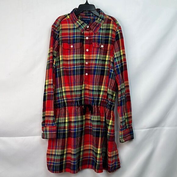 Ralph Lauren Plaid Flannel shirt dress size 12 EUC - Picture 1 of 12